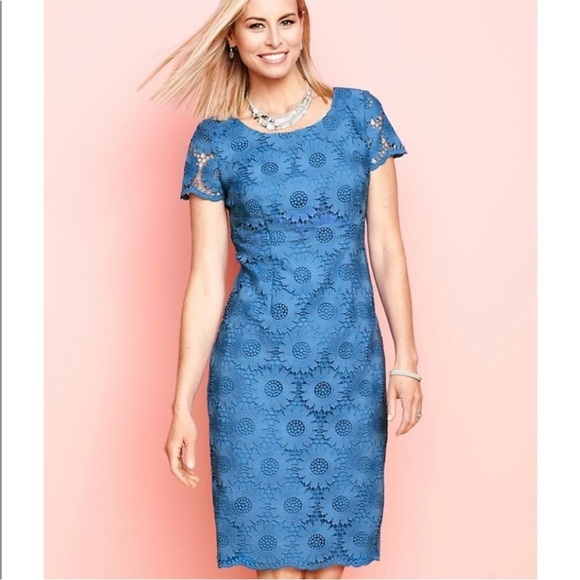 NWOT Talbots Sunflower Lace Dress | 8 Petite - Picture 1 of 8
